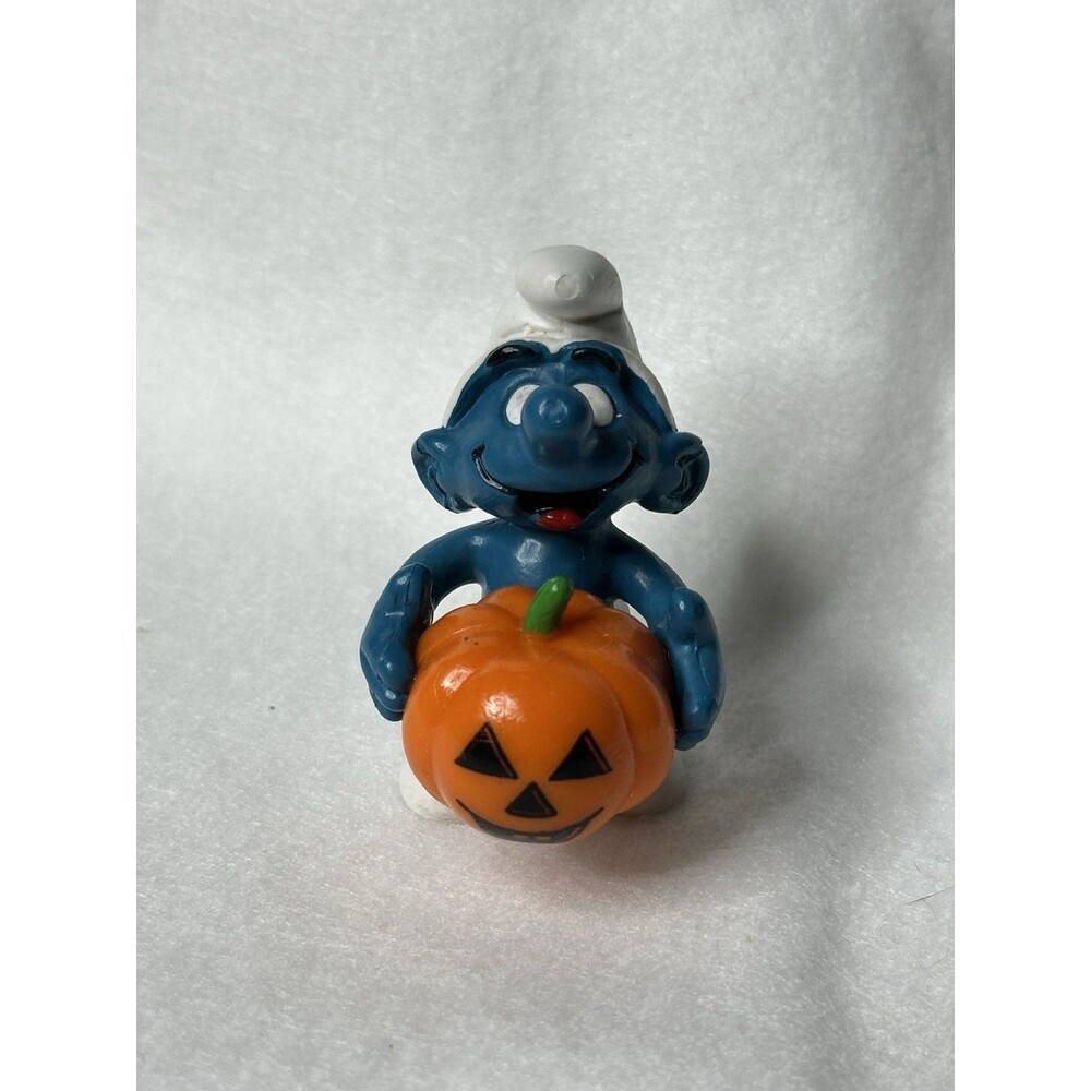 Vintage Smurf Pumpkin Jack-O-Lantern Figure 2.0136 Schleich Peyo 1981 Hong Kong